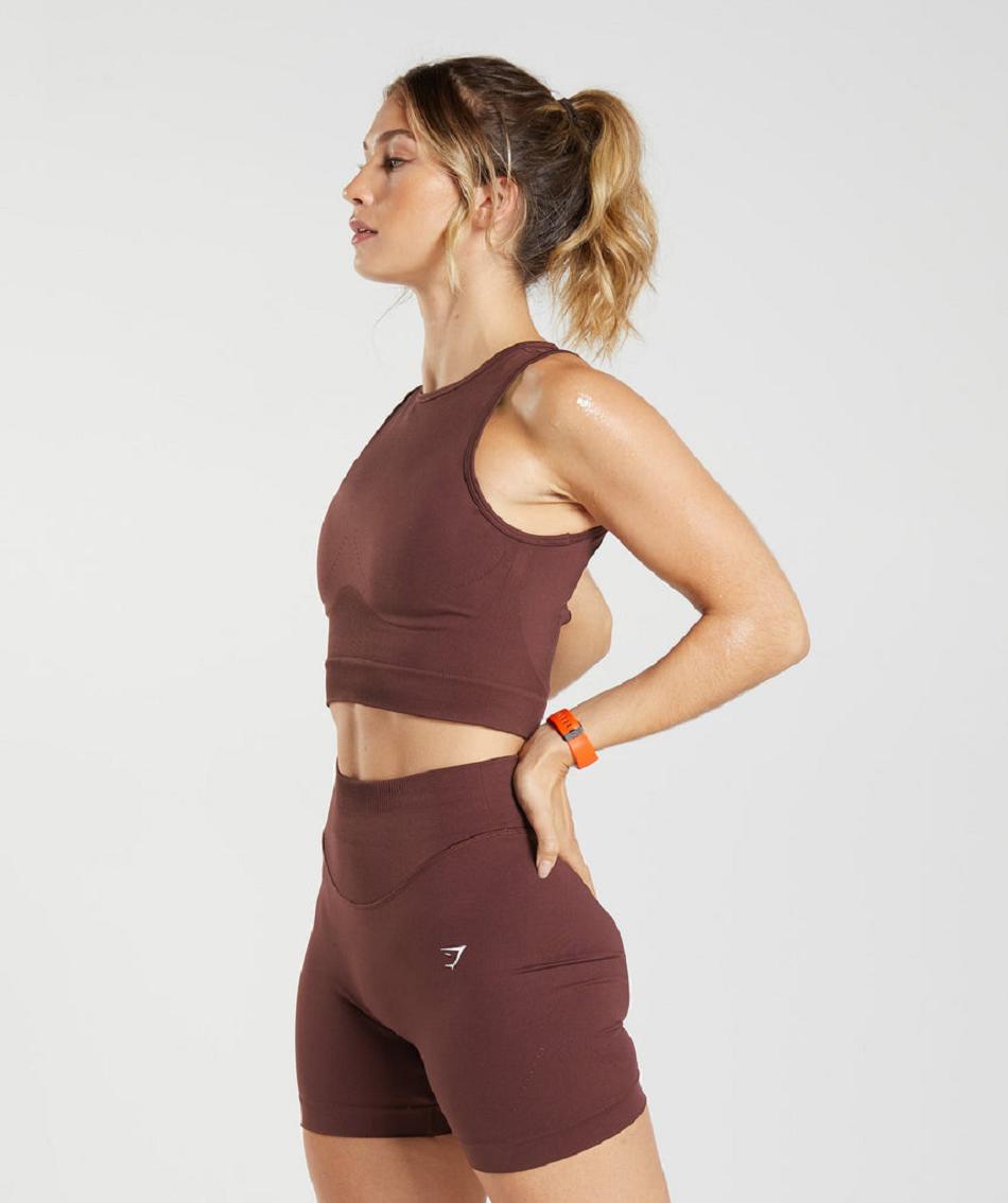 Podkoszulki Damskie Gymshark Sweat Seamless Midi Bordowe | PL 3106BEX